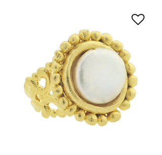 Dotted Coin Pearl Ring