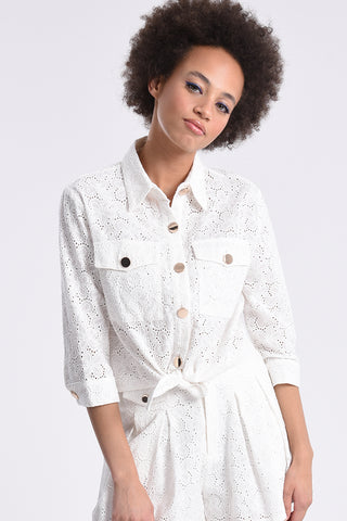 English Lace Crop Tie Top