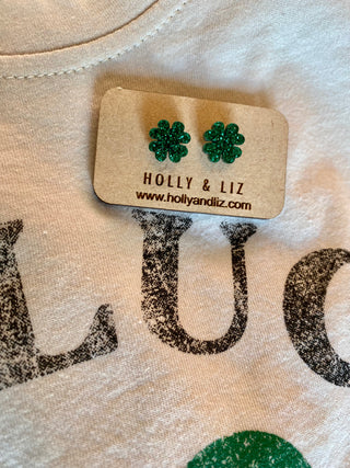 Shamrock Glitter Ear Rings