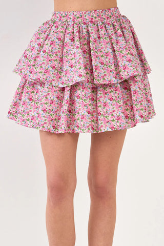 Floral Tiered Mini Skirt