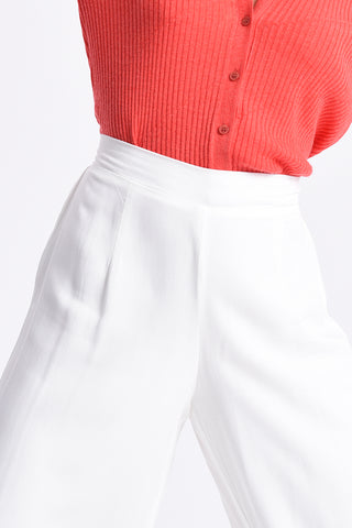 White Wide Leg Woven Pant