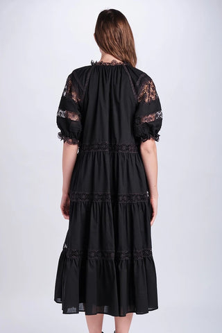 Tiered Lace Detail Midi Dress